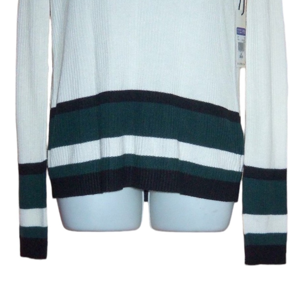 Dex Lightweight Green Ivory Striped Sweater Women’s Large NWT - Picture 2 of 8
